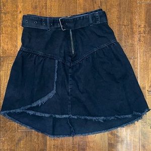 Zara Belted Ruffled Denim Mini Skirt Size XS